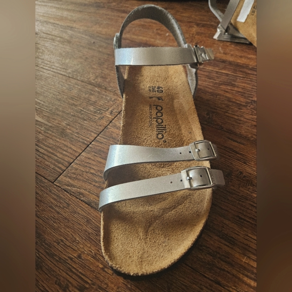 Papillio-birkenstock Silver Strappy Sandals